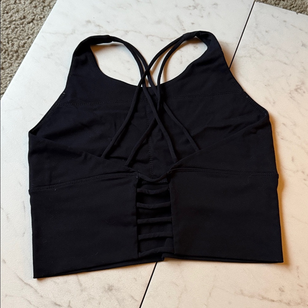 Longline sports bra - black - size medium